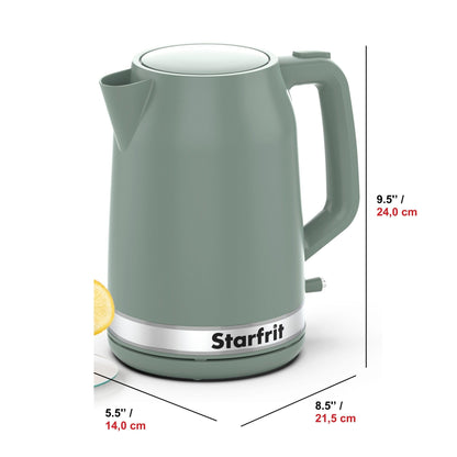 Starfrit Electric Kettle - 1.7L Capacity - Water Level Indicator - Automatic Shut-Off - 1500W – Sage - Available at All In One Marketplace Canada