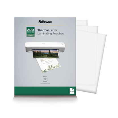 Fellowes Thermal Laminating Pouches, Letter Size Sheets 9 x 11.5-Inches, 3 mil, 200 Pack (5743401), Clear Fellowes
