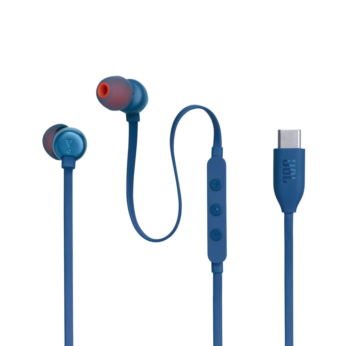 JBL Tune 310C - USB-C Wired Hi-Res in-Ear Headphones, Tangle-Free Flat Cable, 3-Button Remote with Microphone (Blue)