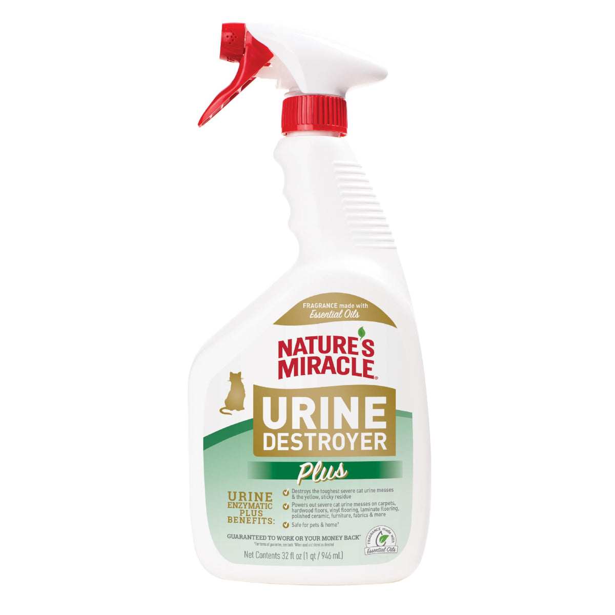 Nature's Miracle Cat Urine Destroyer Plus, Enzymatic Cleaner, 32 oz