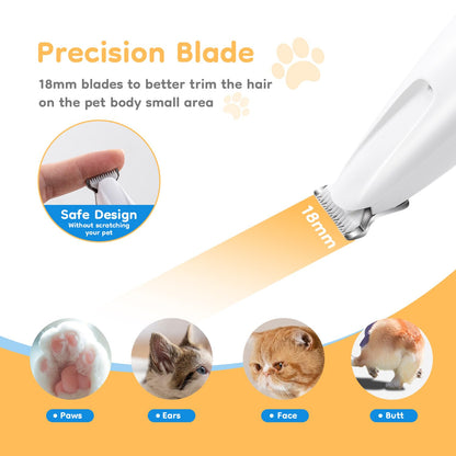 Mcbazel Cordless Dog Paw Trimmer with LED Light, Quiet Precision Pet Grooming Kit for Dogs and Cats, Electric Hair Clipper Pet Shaver for Paws, Face, Ears and Sensitive Areas - Available at All In One Marketplace Canada