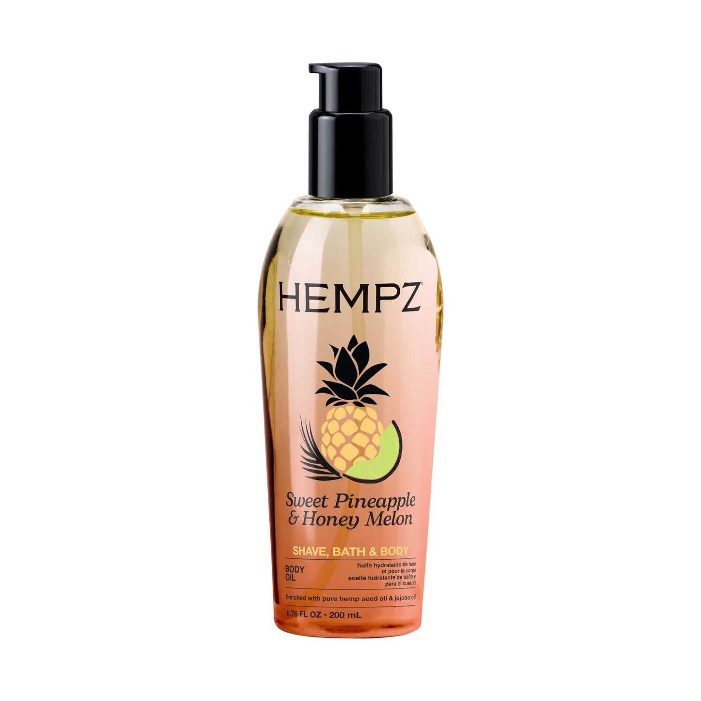 HEMPZ Sweet Pineapple & Honey Melon Herbal Hydrating Multi-Purpose Body Oil for Body - Moisturizing Bath, Shower, or Shaving Oil for Dry or Sensitive Skin for Women & Men, 6.76 Oz - Available at All In One Marketplace Canada