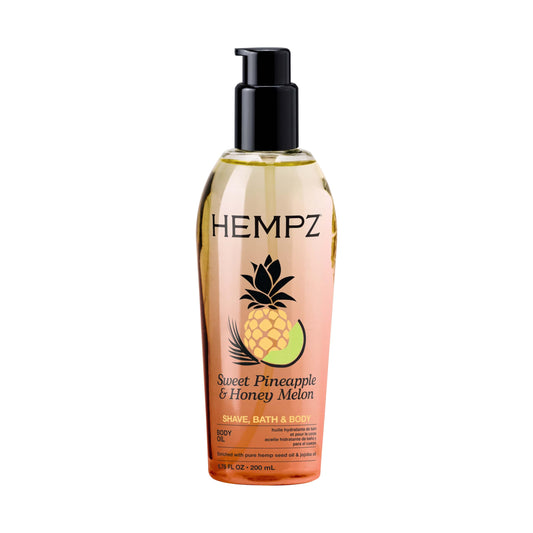 HEMPZ Sweet Pineapple & Honey Melon Herbal Hydrating Multi-Purpose Body Oil for Body - Moisturizing Bath, Shower, or Shaving Oil for Dry or Sensitive Skin for Women & Men, 6.76 Oz - Available at All In One Marketplace Canada