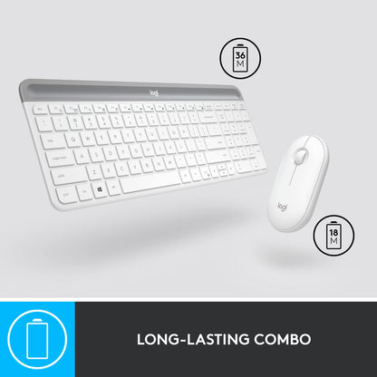 Logitech MK470 Slim Wireless Combo Compact Keyboard and Mouse - Off White