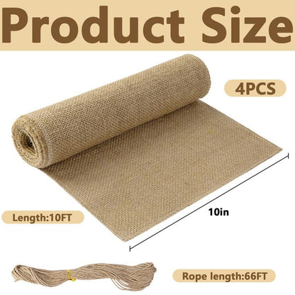4 Roll 10''x10ft Natural Burlap Tree Wrap Rolls,Fabric Tree Trunk Protector 🍁 All In One Marketplace Canada
