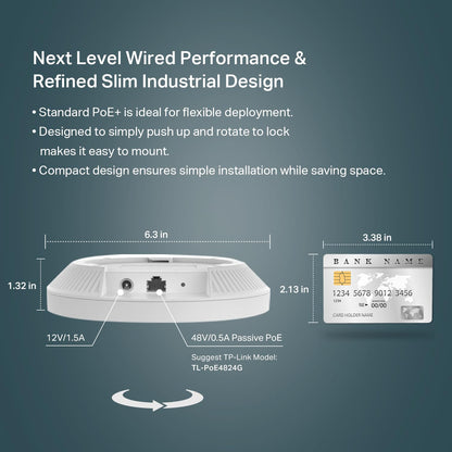 Omada EAP650 AX3000 Ceiling Mount WiFi 6 Access Point, Dual-Band 2402 Mbps + 574 Mbps, 1× Gigabit PoE+ Port, 802.3at PoE/DC Power, Omada Mesh, Seamless Roaming, WPA3, Cloud Managed 🍁 All In One Marketplace Canada