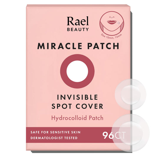 Rael Miracle Invisible Spot Cover - Absorbing Cover, Hydrocolloid Patch, Korean Skin Care, Facial Stickers, 2 Sizes (96 Count)