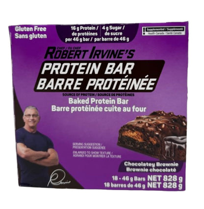 Chef Robert Irvine's Baked Protein Bars – Chocolatey Brownie Flavor, 18-Pack (46g Each)