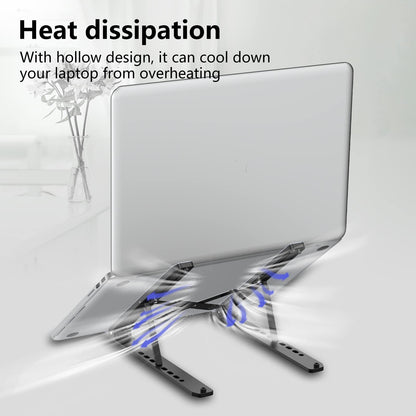 Laptop Stand for Desk, Adjustable Laptop Riser ABS+Silicone Foldable Portable Laptop Holder, Ventilated Cooling Pad Notebook Stand for 10-15.6” Laptops,Tablet-Black - Available at All In One Marketplace Canada