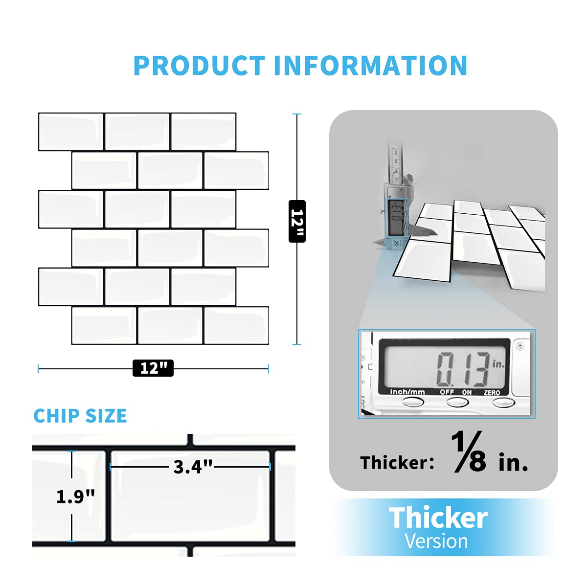 Art3d 10-Pack White Subway Tiles, Peel & Stick, for Kitchen (Thicker Design)