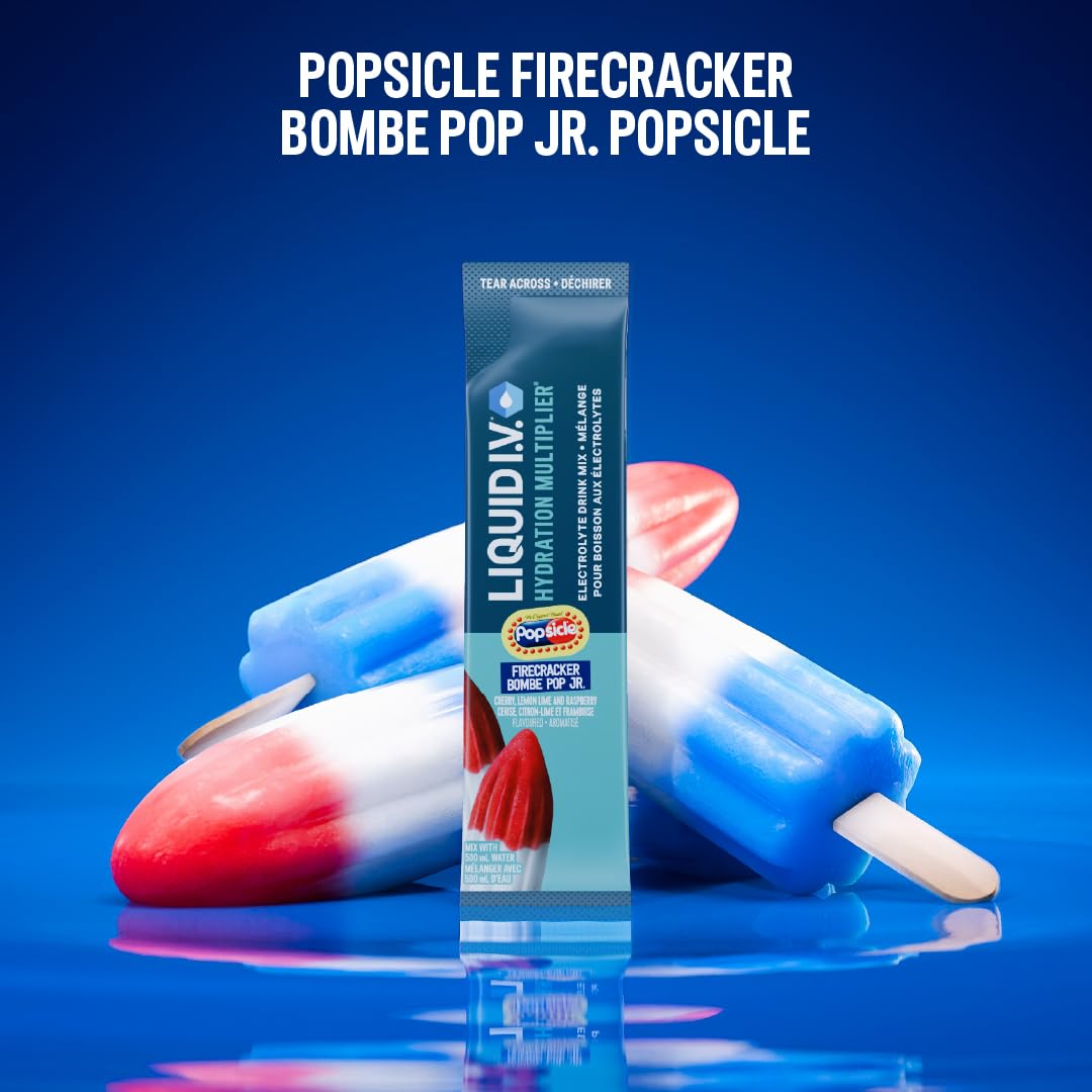 Liquid I.V. Hydration Multiplier Electrolyte Drink Mix - Enhanced Hydration Electrolyte Powder with Vitamins B3, B5, B6, B12 and C -18x On-the-go Sticks for Workout and Travel - Firecracker