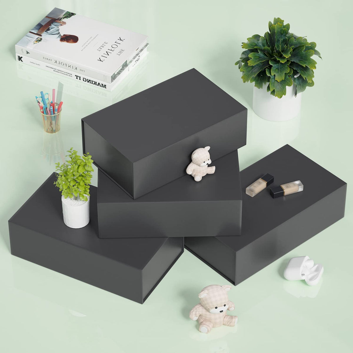 RYDDOY 9.5x6x3'' Gift Box, 5 Pack Black Gift Boxes with Lids for Presents 🍁 All In One Marketplace Canada