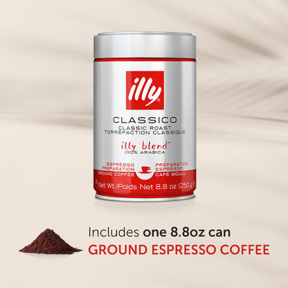 illy Classico Medium Roast Ground Espresso – 100% Arabica with Caramel, Orange Blossom & Jasmine Notes – 250g