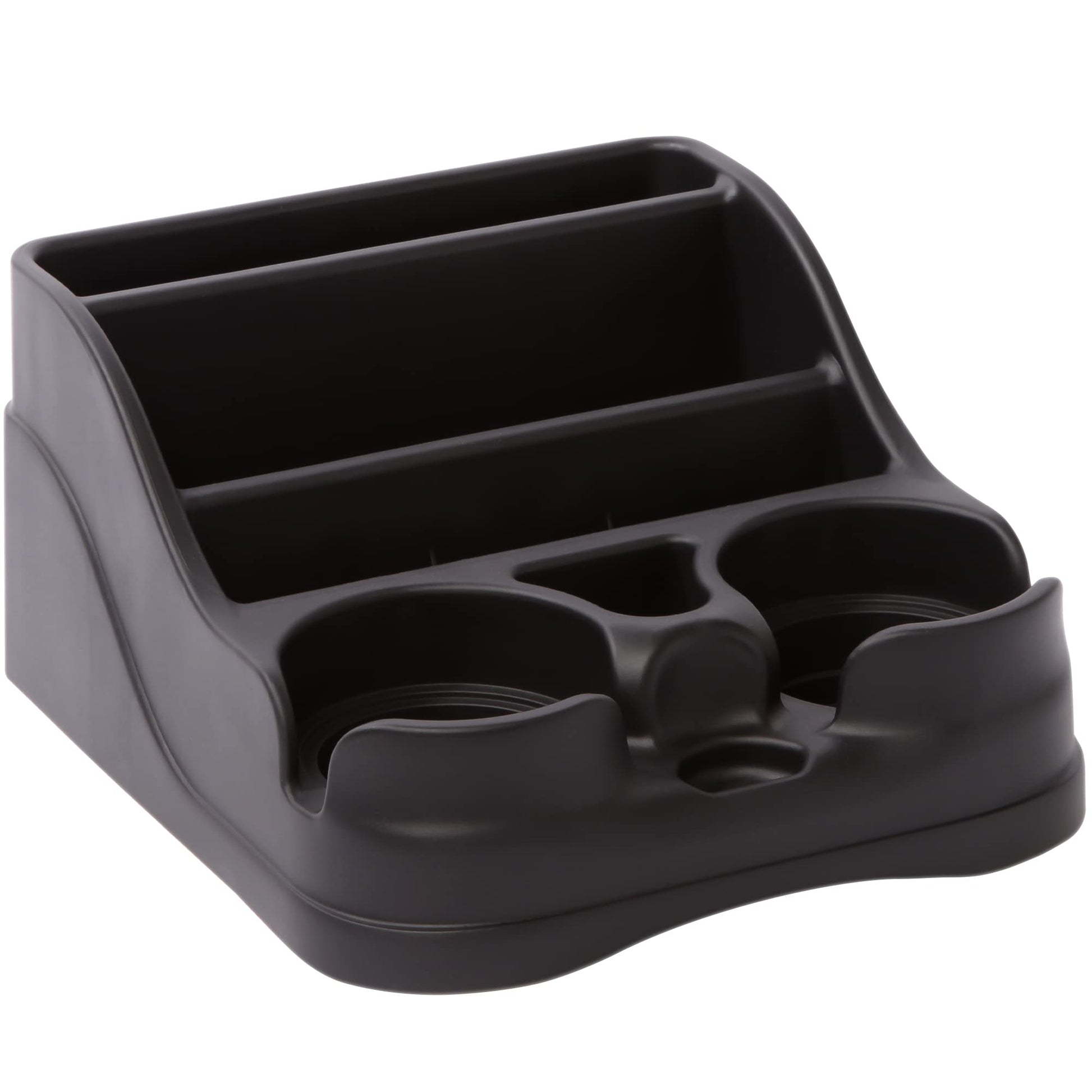 Moblorg Small Center Console for Cars, Trucks, Minivans, SUVs, Vehicle Organizer, Cup Holders, Recycled Plastic, Made in USA (Black) MOBLORG
