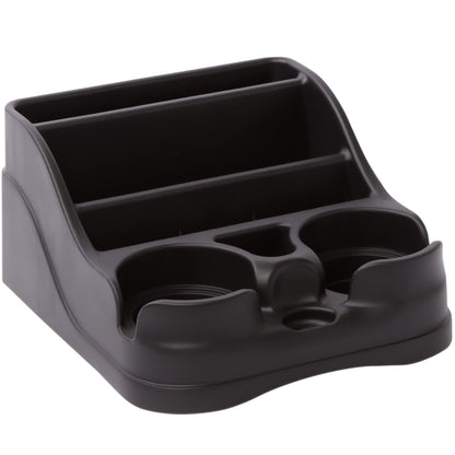 Moblorg Small Center Console for Cars, Trucks, Minivans, SUVs, Vehicle Organizer, Cup Holders, Recycled Plastic, Made in USA (Black) MOBLORG