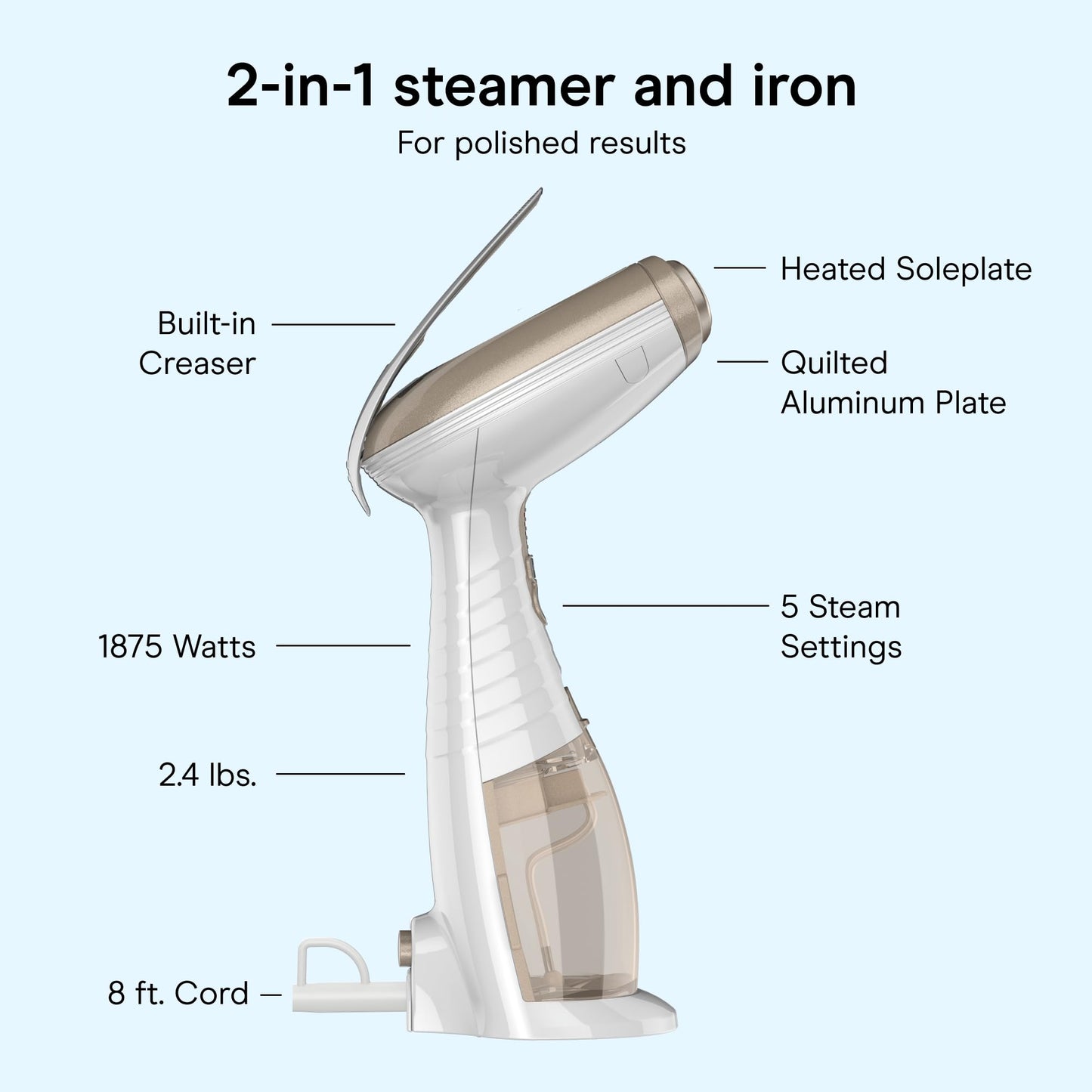 Conair Turbo Extreme Steam Hand Held Fabric Steamer, White/Champagne, One Size Conair