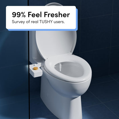TUSHY Classic 3.0 Non-Electric Bidet Toilet Attachment, Experience a Superior Fresh Water Clean (Slim Fit, Easily Installs Under Toilet Seat, Adjustable Spray, Self Cleaning Nozzle), Bamboo Knob