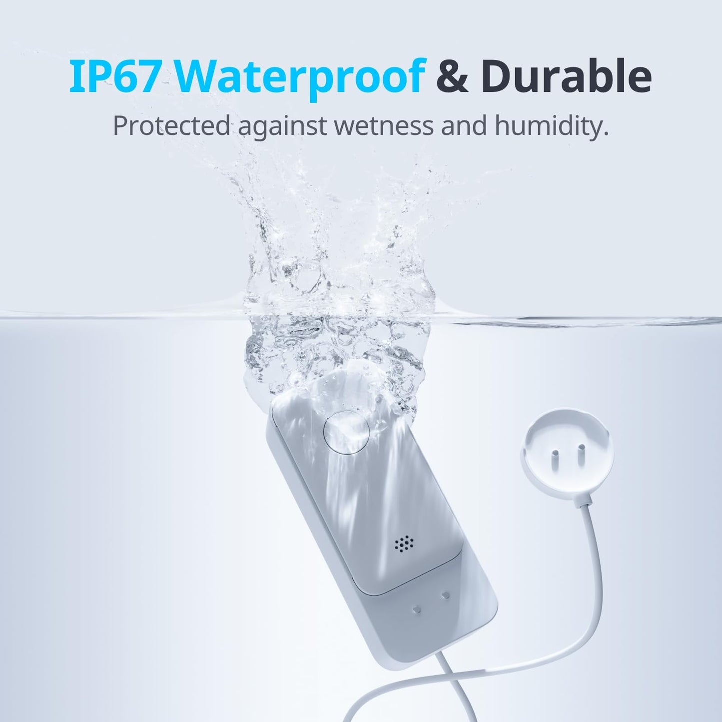 No Hub Required WiFi Water Sensor, Smart Water Leak Detector, 100dB Adjustable Alerts & App Alerts, IP67 Waterproof, Wireless Detector for Home with 1m Sensing Cable (Support 2.4G) - Available at All In One Marketplace Canada