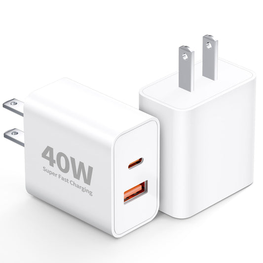 USB C Charger Block, 2Pack 40W Dual Port Type C Fast Wall Charger Plug Cube