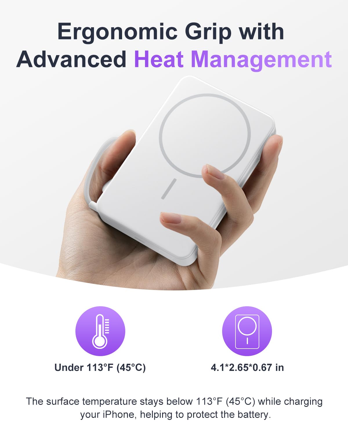 Magnetic Power Bank, 10,000mAh Wireless Portable Charger for Mag-Safe 15W Fast Charging, Battery Pack with USB-C/Lightning Cable 22.5W in/Out for iPhone 17/16/15/14/13/12 Series, AirPods & More - Available at All In One Marketplace Canada