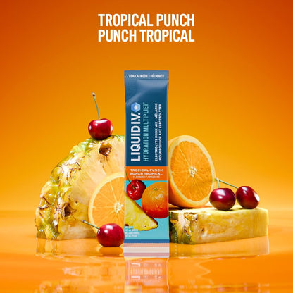 Liquid I.V. Hydration Multiplier Electrolyte Drink Mix - Enhanced Hydration Electrolyte Powder with Vitamins B3, B5, B6, B12 and C -18x On-the-go Sticks for Workout and Travel - Tropical Punch