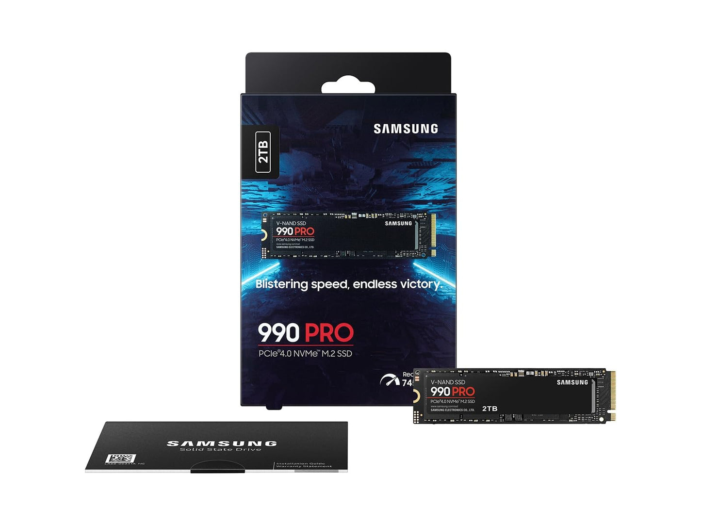 SAMSUNG 990 PRO SSD 2TB PCIe Gen4 NVMe M.2 Internal Solid State Hard Drive, Upto 7,450MB/s, Fast Speed for Gaming Heat Control, Direct Storage and Memory Expansion, MZ-V9P2T0B/AM [Canada Version]