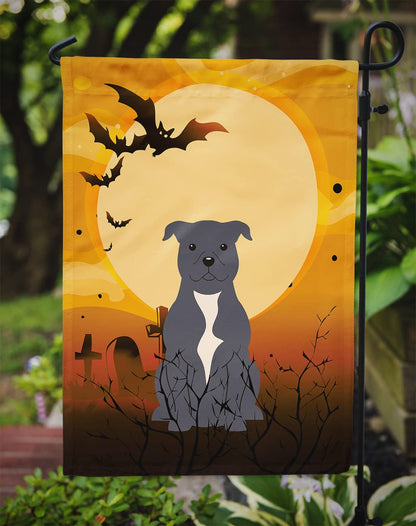 Caroline's Treasures BB4312GF Halloween Staffordshire Bull Terrier Blue Flag Garden Size, Small, Multicolor