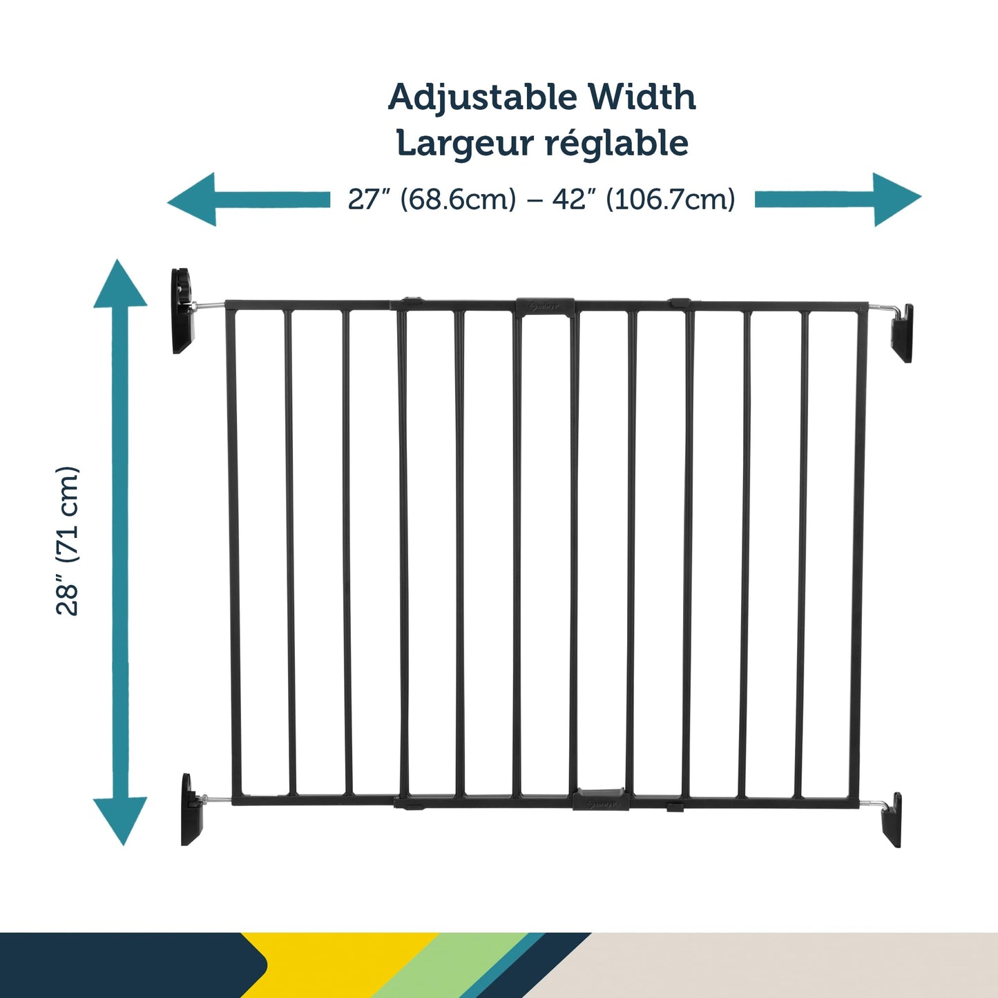 Safety 1st Top of Stairs Expanding Metal Baby Gate – Hardware-Mounted for Stairs, Hallways & Doors, Adjustable 27”-42” Wide, Pet & Dog Gate, Black 🍁 All In One Marketplace Canada