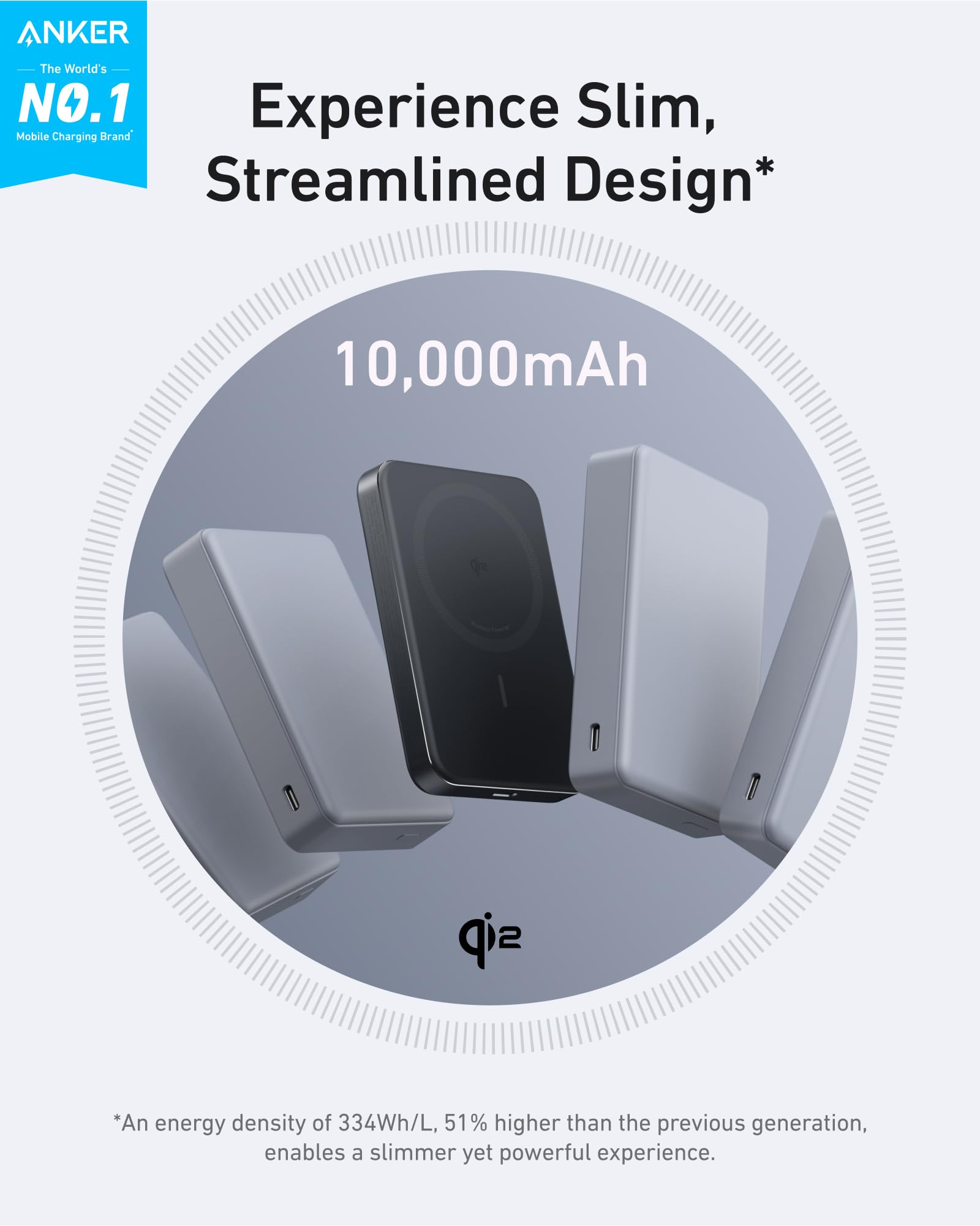 Anker MagGo Power Bank, Ultra-Slim 10,000mAh Magnetic Battery Pack, Qi2 Certified 15W Ultra-Fast MagSafe Compatible Portable Charger, Ergonomic Design, for iPhone17/16/15/14 Series, and More - Available at All In One Marketplace Canada