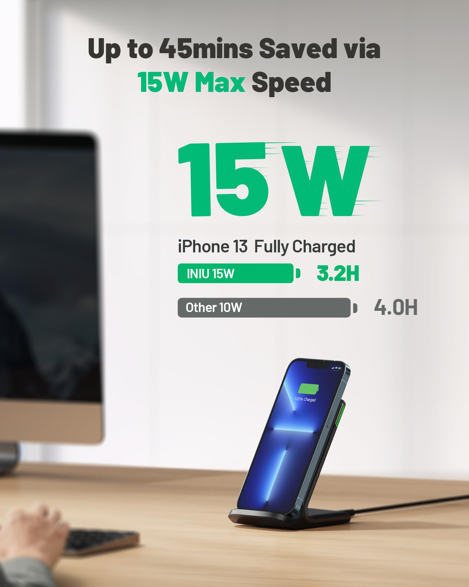 Wireless Charger, INIU [2 Pack] 15W Fast Wireless Charging Stand, Wireless Charging Station with Sleep-Friendly Adaptive Light for iPhone 17 16 15 14 13 12 Pro Max Samsung Galaxy S23 S22 - Available at All In One Marketplace Canada