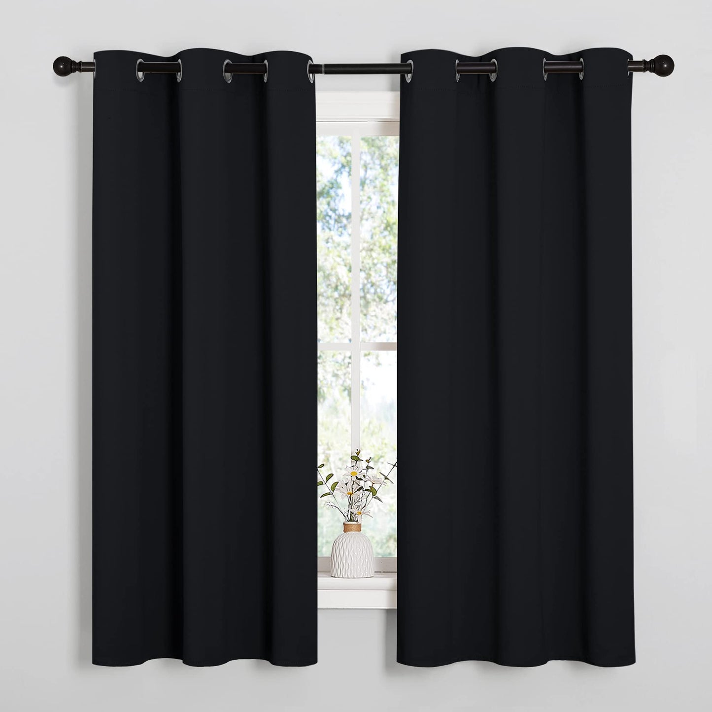 NICETOWN Blackout Curtains 2 Panels for Bedroom- Halloween Thermal Insulated Grommet Blackout Curtains 63 Inches Long for Living Room/Kitchen Rideaux occultants (2 Panels,W42 x L63 -Inch,Black)