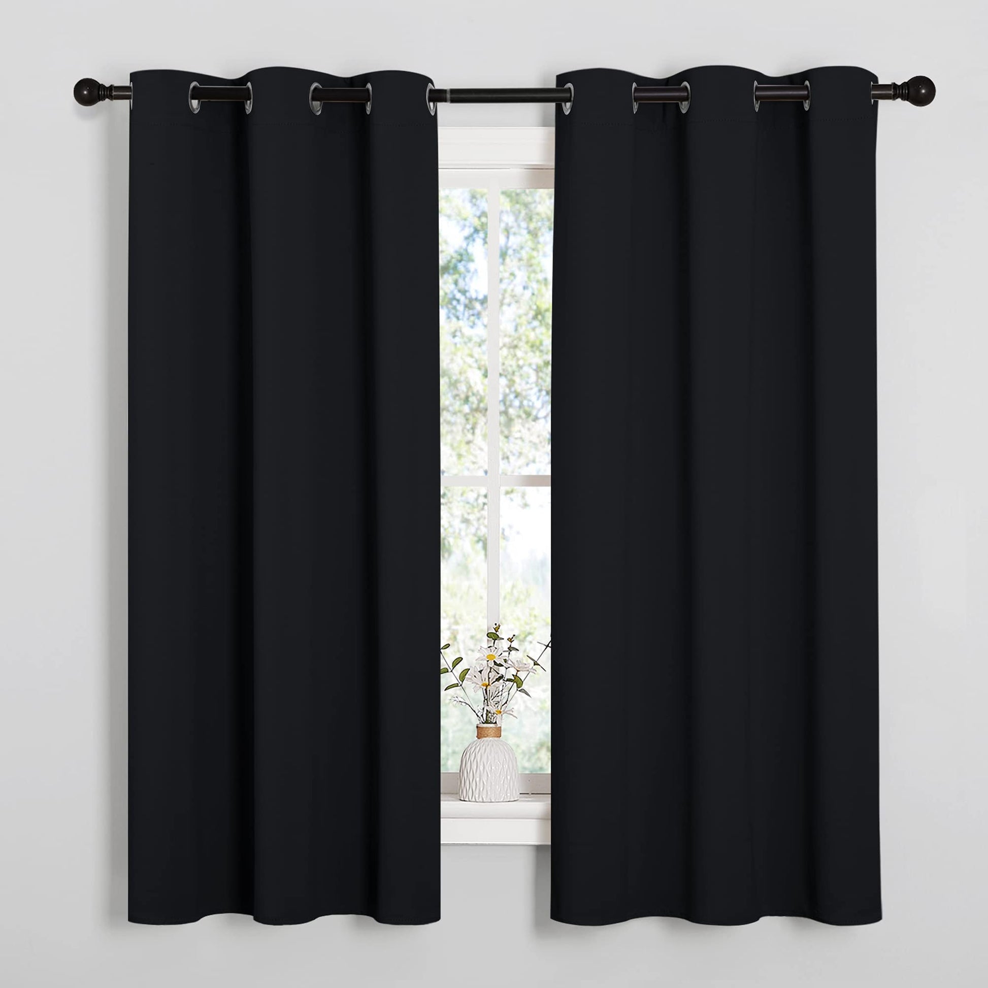 NICETOWN Blackout Curtains 2 Panels for Bedroom- Halloween Thermal Insulated Grommet Blackout Curtains 63 Inches Long for Living Room/Kitchen Rideaux occultants (2 Panels,W42 x L63 -Inch,Black)
