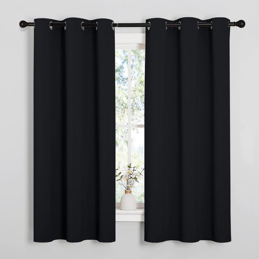 NICETOWN Blackout Curtains 2 Panels for Bedroom- Halloween Thermal Insulated Grommet Blackout Curtains 63 Inches Long for Living Room/Kitchen Rideaux occultants (2 Panels,W42 x L63 -Inch,Black)