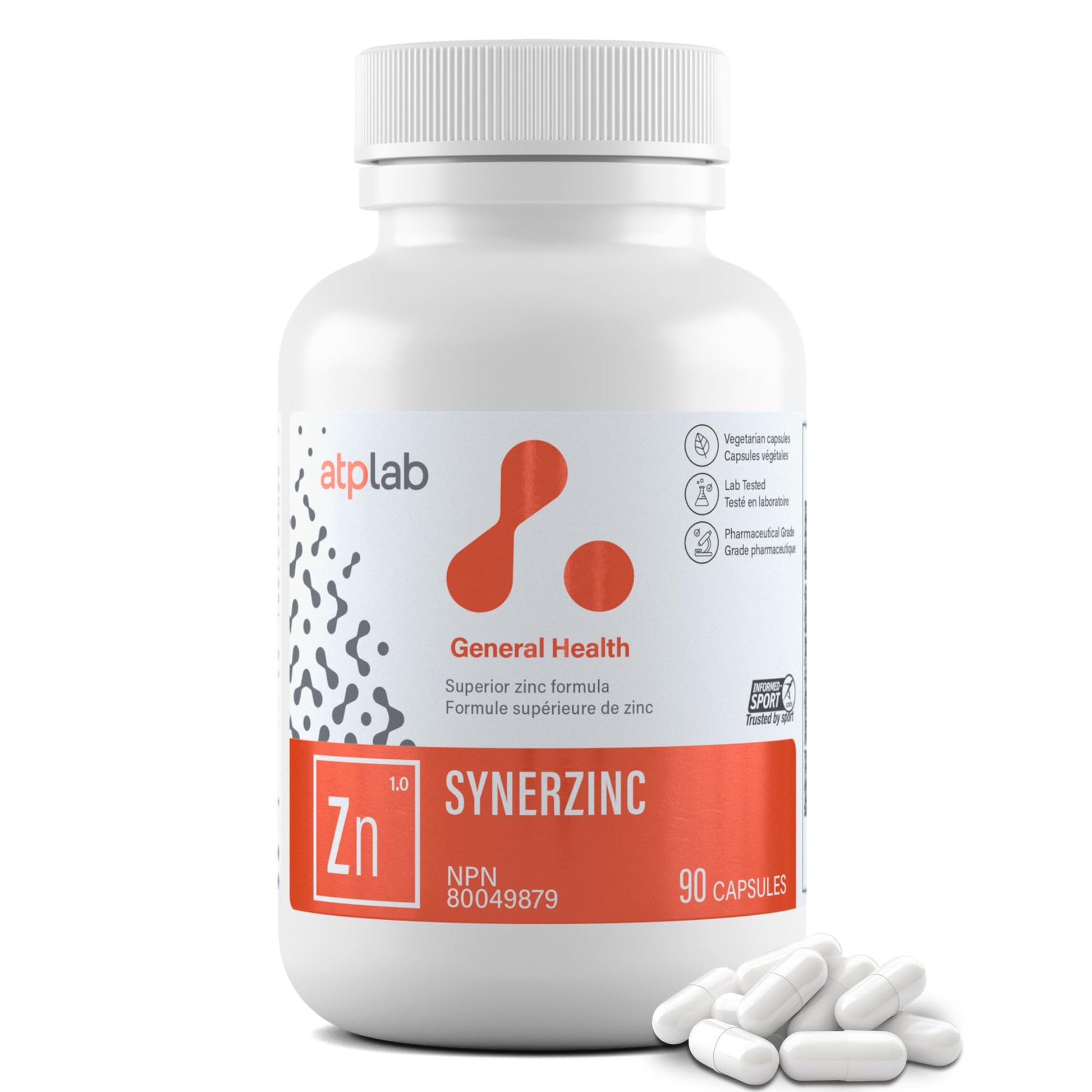 ATP LAB - Synerzinc, 90 Capsules 90-Day Supply - Zinc Supplement An Essential Mineral - Helps to Maintain Healthy Skin and Immune Function - Helps to Produce and Repair Connective Tissue - Available at All In One Marketplace Canada
