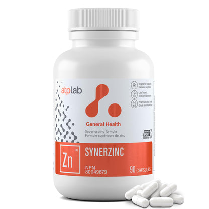 ATP LAB - Synerzinc, 90 Capsules 90-Day Supply - Zinc Supplement An Essential Mineral - Helps to Maintain Healthy Skin and Immune Function - Helps to Produce and Repair Connective Tissue - Available at All In One Marketplace Canada