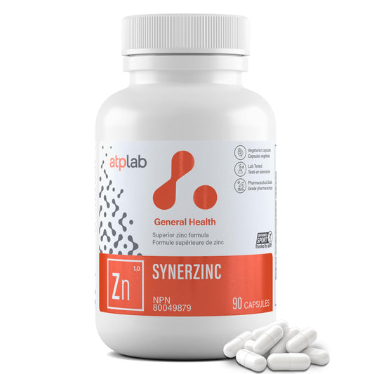 ATP LAB - Synerzinc, 90 Capsules 90-Day Supply - Zinc Supplement An Essential Mineral - Helps to Maintain Healthy Skin and Immune Function - Helps to Produce and Repair Connective Tissue - Available at All In One Marketplace Canada