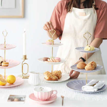 Pukka Home 3 Tier Ceramic Cake Stand Wedding, Dessert Cupcake Stand for Tea Party Serving Platter 🍁 All In One Marketplace Canada