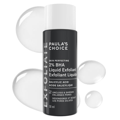 Paula's Choice SKIN PERFECTING 2% BHA Liquid Salicylic Acid Exfoliant, Daily Facial Exfoliator for Enlarged Pores, Wrinkles & Fine Lines, Fragrance-Free, Travel Size - 30 ml