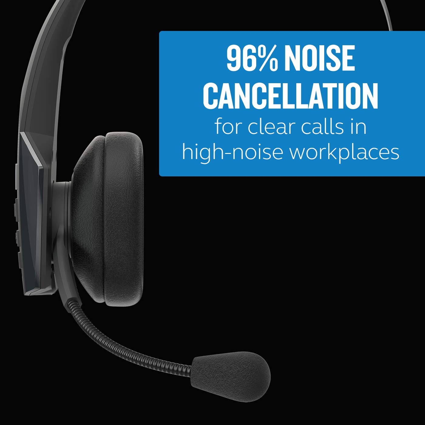 BlueParrott B350-XT Noise Cancelling Bluetooth Headset – Updated Design with Industry Leading Sound and Improved Comfort, Hands-Free Headset with Expanded Wireless Range and IP54-Rated Protection