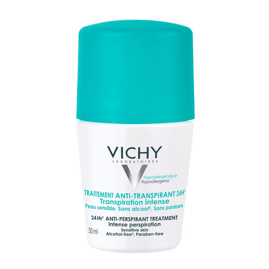 Vichy Anti-Perspirant Roll-On Deodorant For 24 Hour Sweat Protection, Suitable For All Skin Types, Alcohol-Free, Paraben-Free, Hypoallergenic, Dermatologist Recommended, Travel Size, 50mL - Available at All In One Marketplace Canada