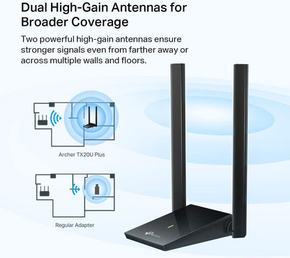 TP-Link AX1800 WiFi 6 USB Adapter for Desktop PC (Archer TX20U Plus) - Wireless Network Adapter with 2.4GHz, 5GHz, High Gain Dual Band 5dBi Antenna, WPA3, Supports Windows 11/10 🍁 All In One Marketplace Canada