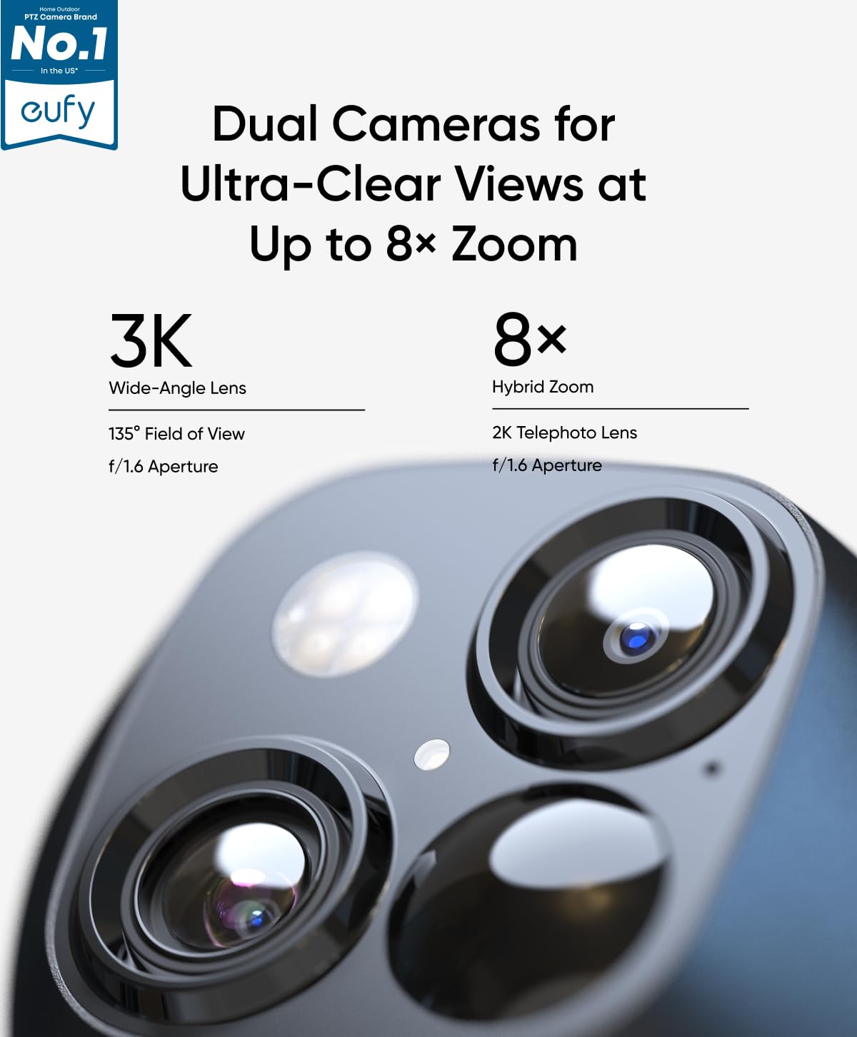 eufy Security SoloCam S340, Solar Security Camera, Wireless Outdoor Camera, 360° Surveillance, No Blind Spots, 2.4 GHz Wi-Fi, No Monthly Fee, HomeBase S380 Compatible