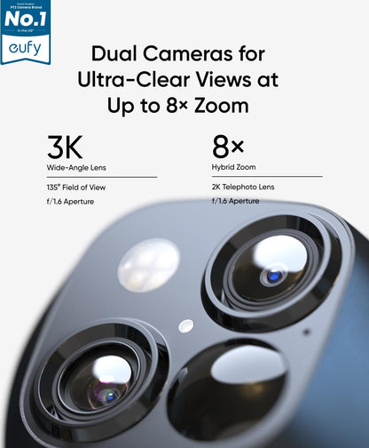 eufy Security SoloCam S340, Solar Security Camera, Wireless Outdoor Camera, 360° Surveillance, No Blind Spots, 2.4 GHz Wi-Fi, No Monthly Fee, HomeBase S380 Compatible