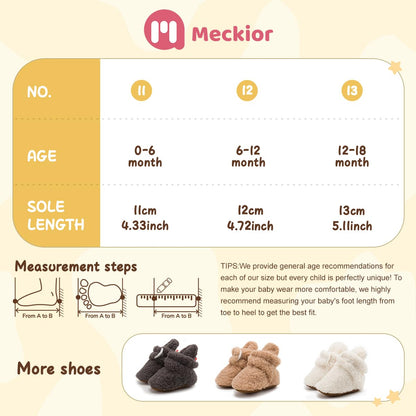 Meckior Infant Baby Girls Boys Fleece Booties Winter Non-Skid Soft Sole Warm Cozy Shoes with Grippers Newborn Toddler First Walkers Slipper 🍁 All In One Marketplace Canada