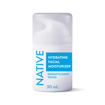 Native Hydrating Facial Moisturizer for dry skin, Silicone Free, Fragrance Free, with Vitamin B3 and Shea Butter, Dermatologist Tested, 50 mL