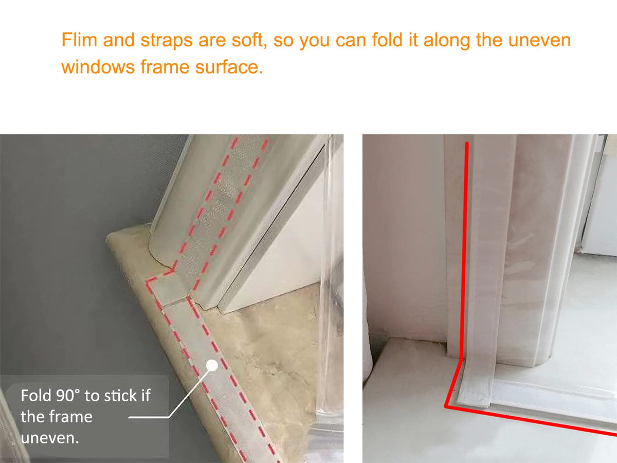 Mellroom Window Insulation Kit 47inX63in(120X160cm) for Winter Keep Cold Out,cuttable Transparent Film 180㎛ Thickness,Easy to Open for Ventilation,held by Adhesive Strips,Reusable Plastic Window wrap 🍁 All In One Marketplace Canada