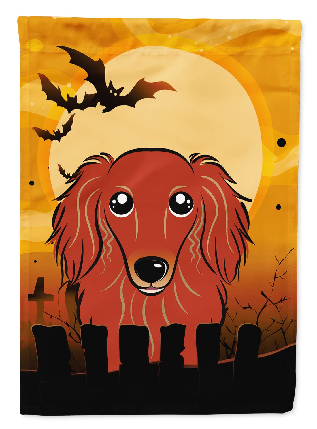 Caroline's Treasures BB1772GF Halloween Longhair Red Dachshund Garden Size Flag, Small, Multicolor