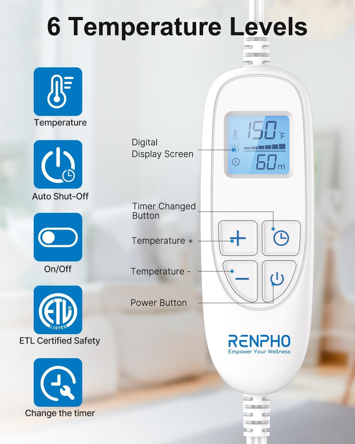 RENPHO Heating Pads Electric for Back, Christmas Birthday Gift for Women 🍁 All In One Marketplace Canada