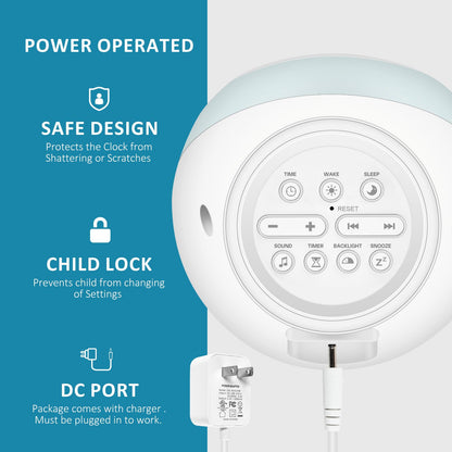 I.Code Sun & Moon Rise Kids Alarm Clock, Children's Sleep Trainer, Sleep Sound Machine, Wake Up Light & Night Light, Teach Kids Day & Night - Available at All In One Marketplace Canada