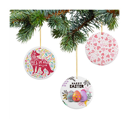 PYD Life 25 PCS Sublimation Ceramic Ornament Bulk 2.75 Inch Round Blank Ornament with Gold String for Crafting DIY Personalized Christmas Home Decor Bulk 🍁 All In One Marketplace Canada